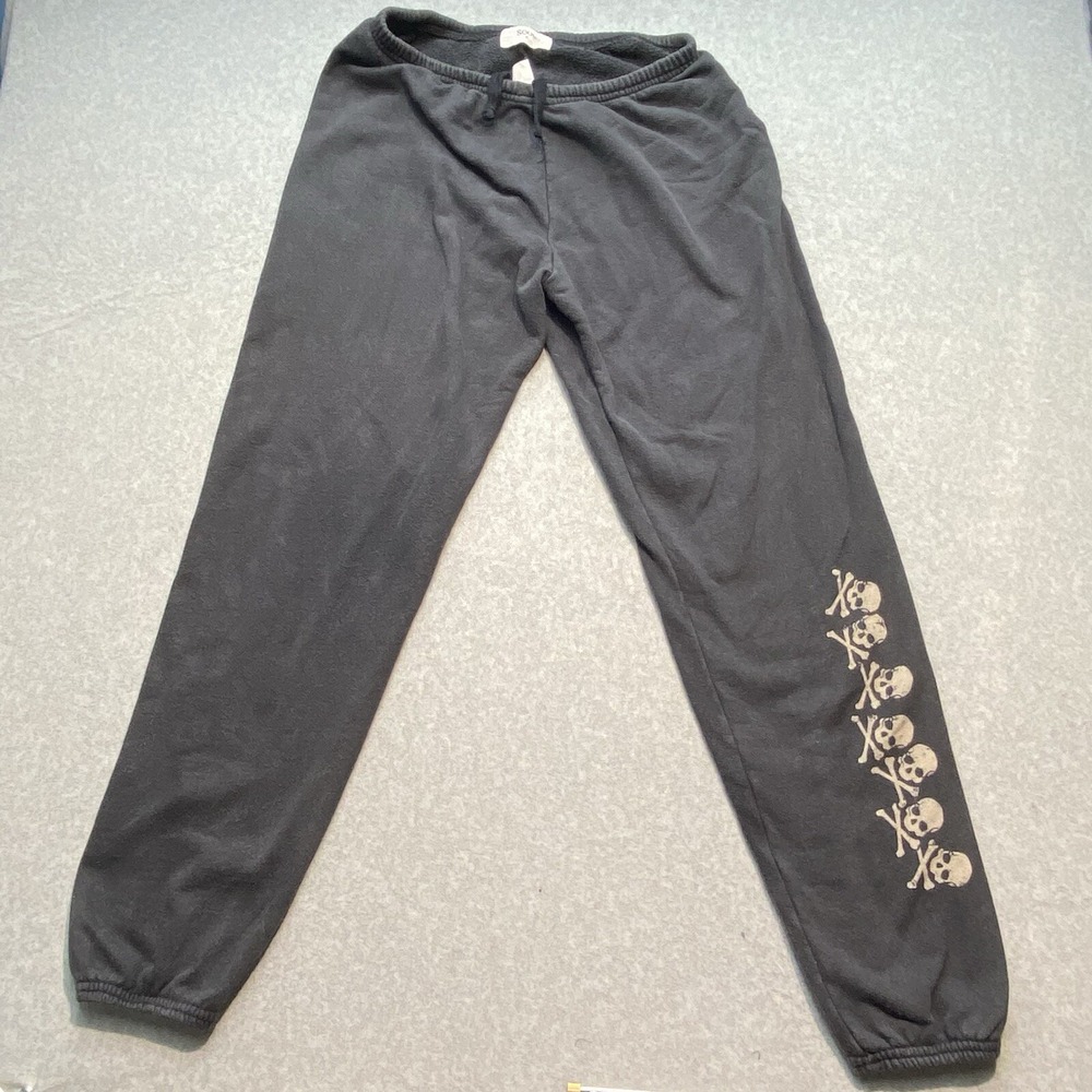 Soul Cycle‎ Skull Graphic Sweatpants Sz M Womens Black Grunge Skater Joggers
